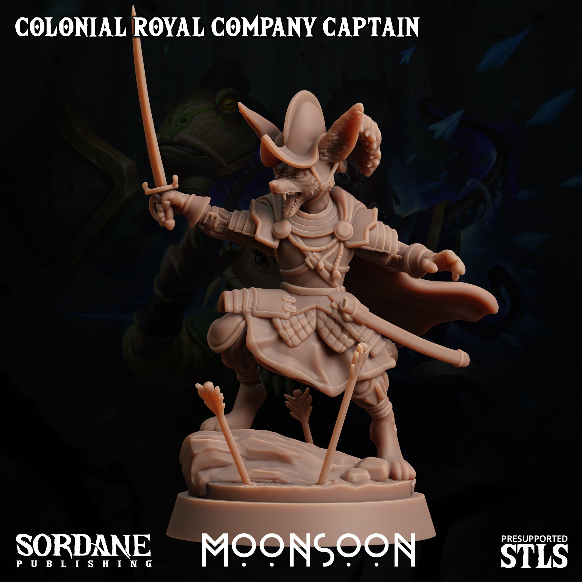 3D Printed Sordane Publishing Colonial Royal Company Captain Moonsoon 28 32mm D&D