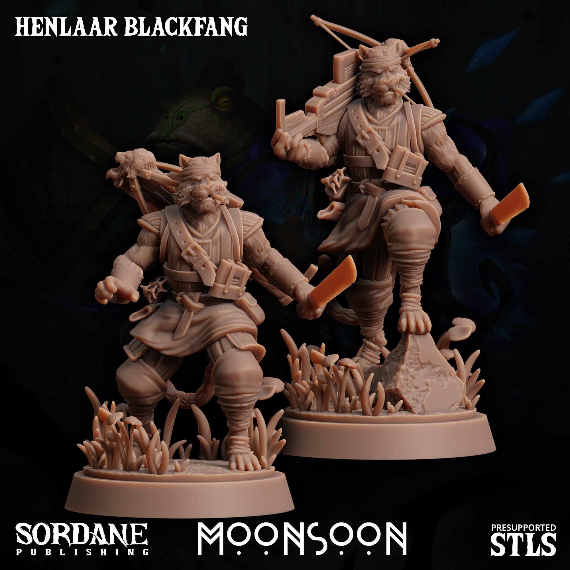 3D Printed Sordane Publishing  Henlaar Blackfang Moonsoon 28 32mm D&D