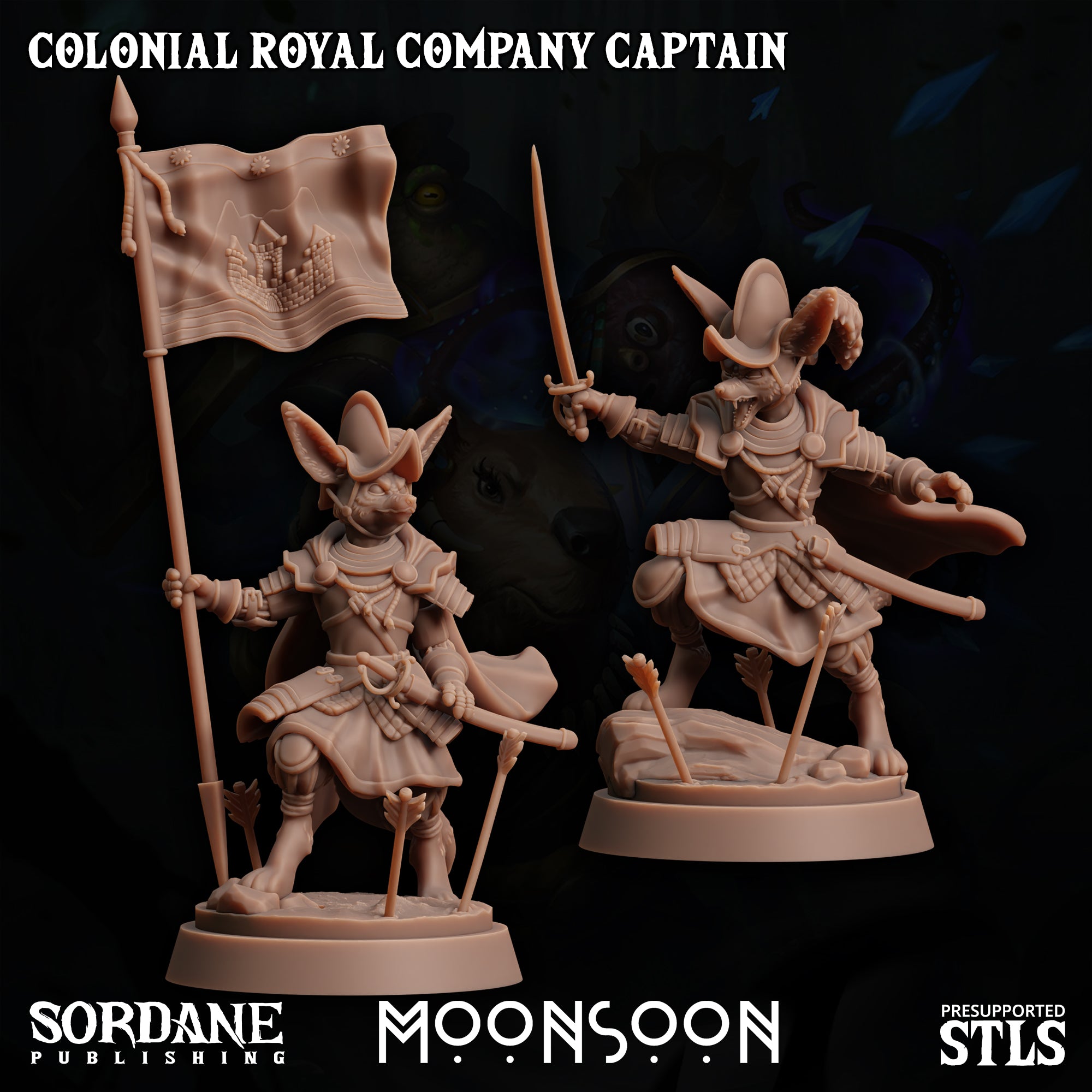 3D Printed Sordane Publishing Colonial Royal Company Captain Moonsoon 28 32mm D&D