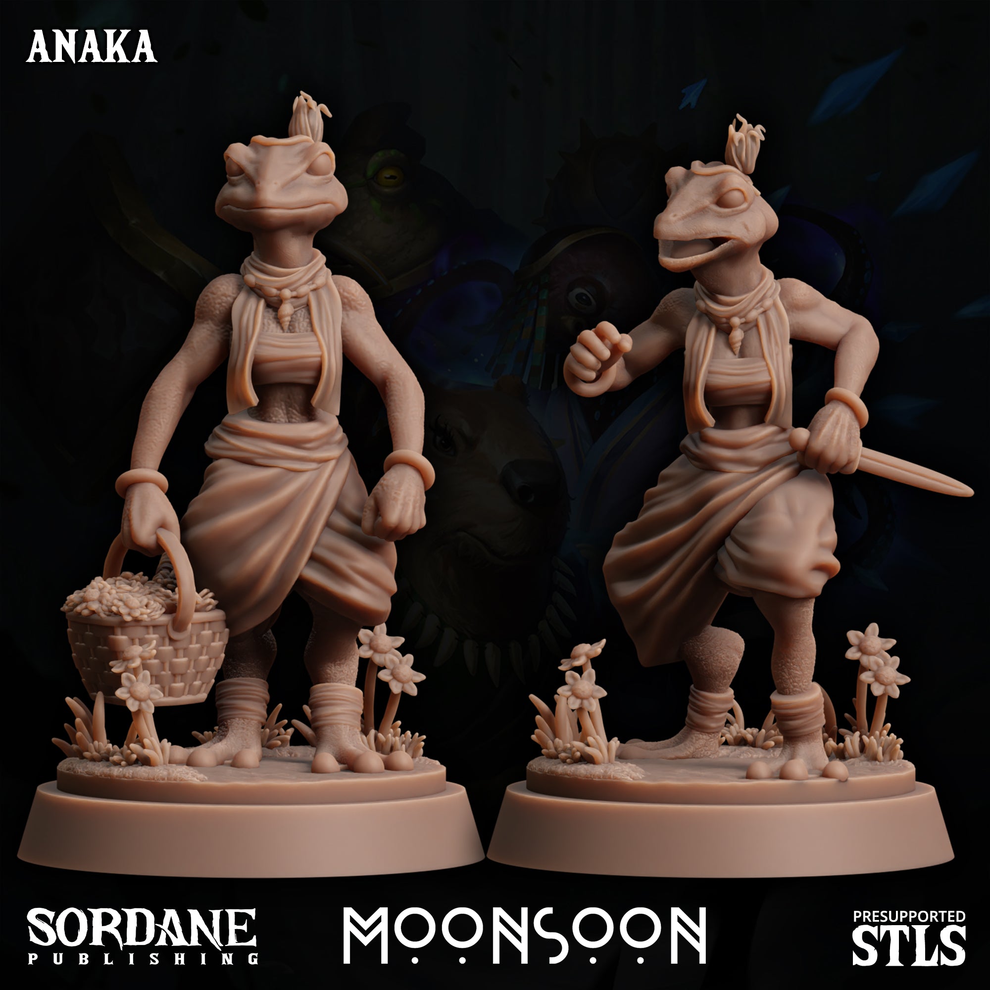 3D Printed Sordane Publishing Anaka Moonsoon 28 32mm D&D