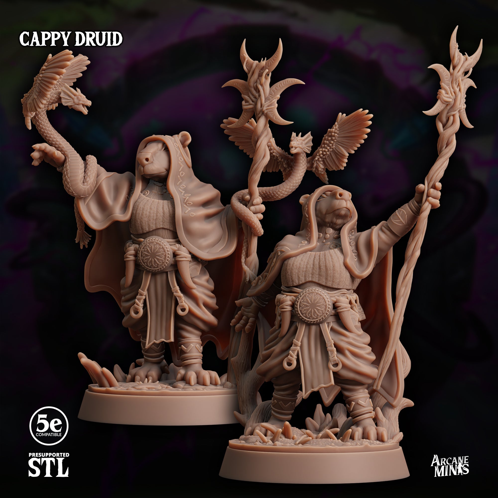 3D Printed Sordane Publishing Cappy Druid Moonsoon 28 32mm D&D