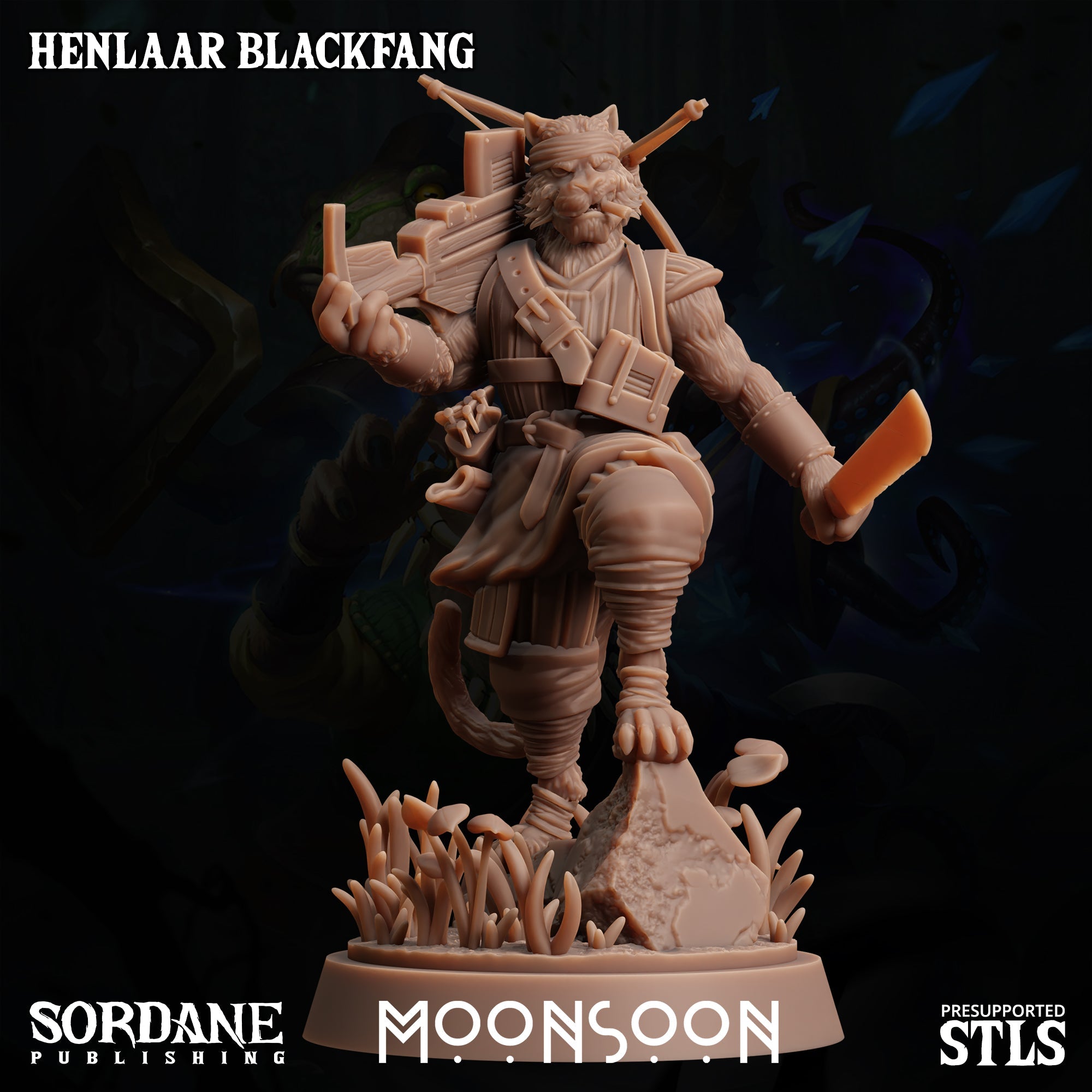 3D Printed Sordane Publishing  Henlaar Blackfang Moonsoon 28 32mm D&D