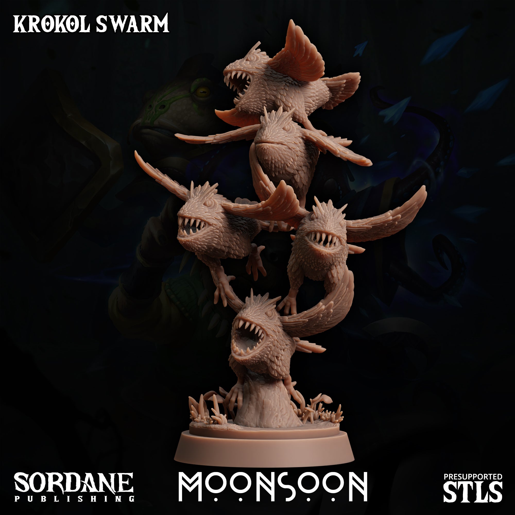 3D Printed Sordane Publishing Krokol Swarm Moonsoon 28 32mm D&D