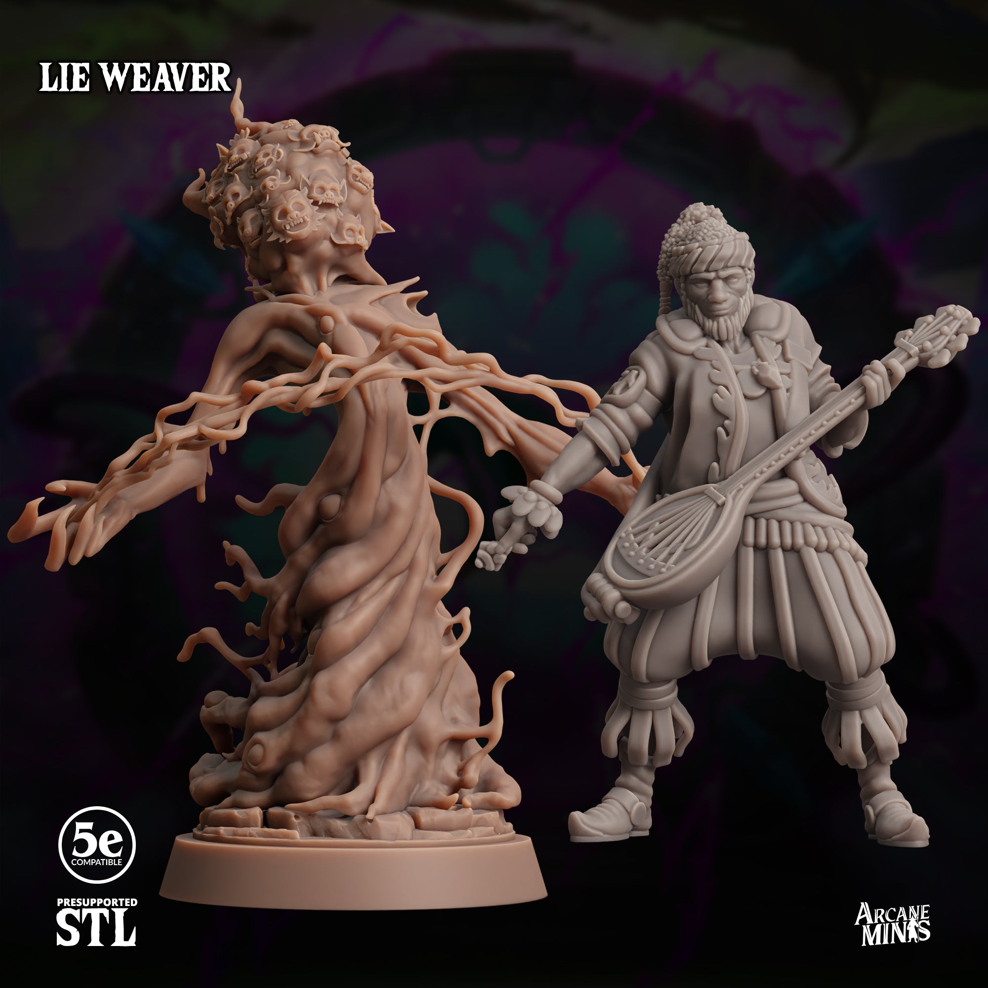 3D Printed Sordane Publishing Lie Weaver Moonsoon 28 32mm D&D